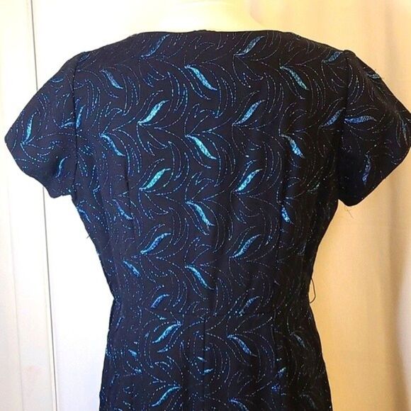 Carol Brent Vintage Union Made Sparkly Embroidered Print Retro Cocktail Dress M - Picture 10 of 16